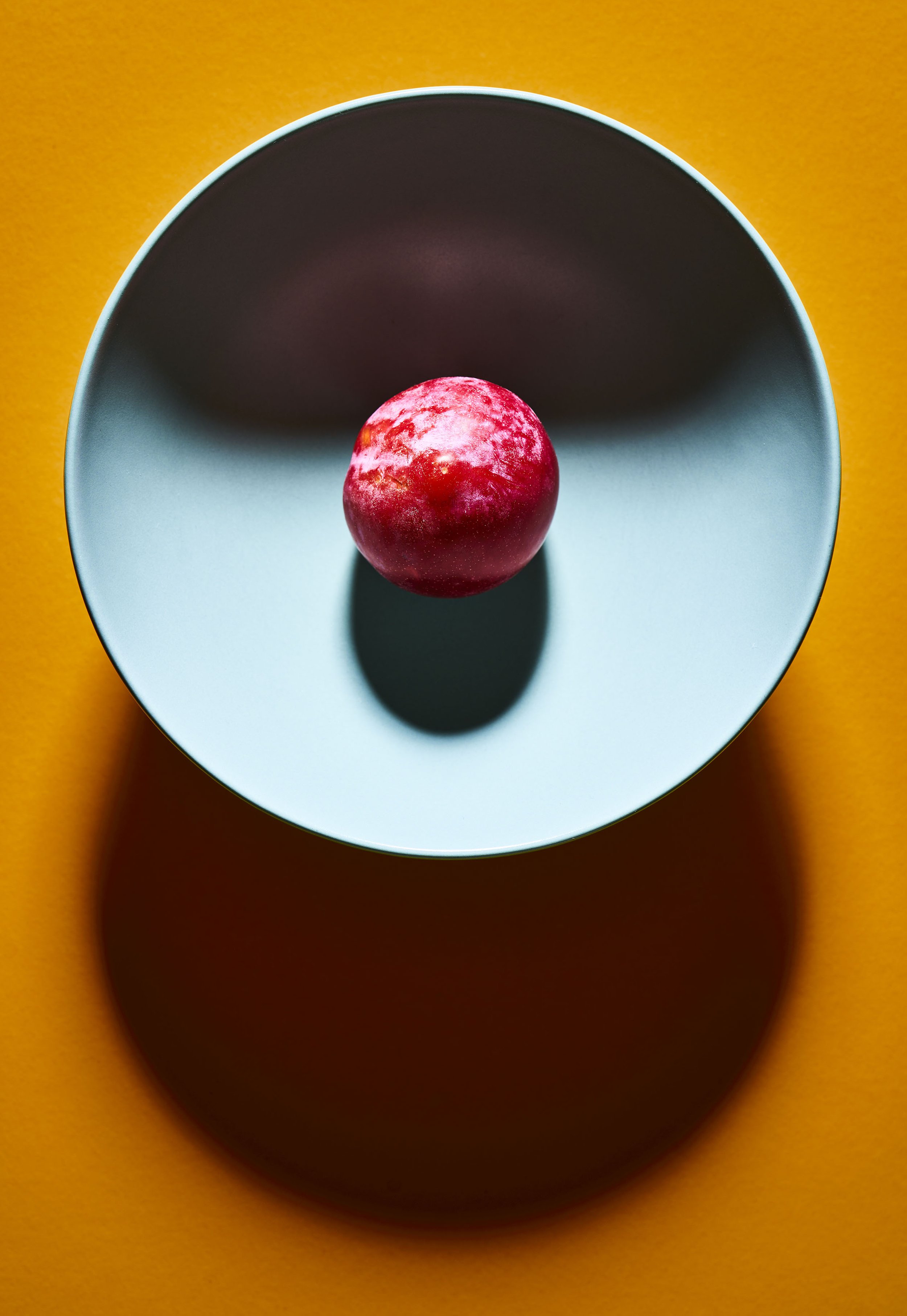 Plum on Orange by Lorenzo Tonti. Colourful photographic print A1