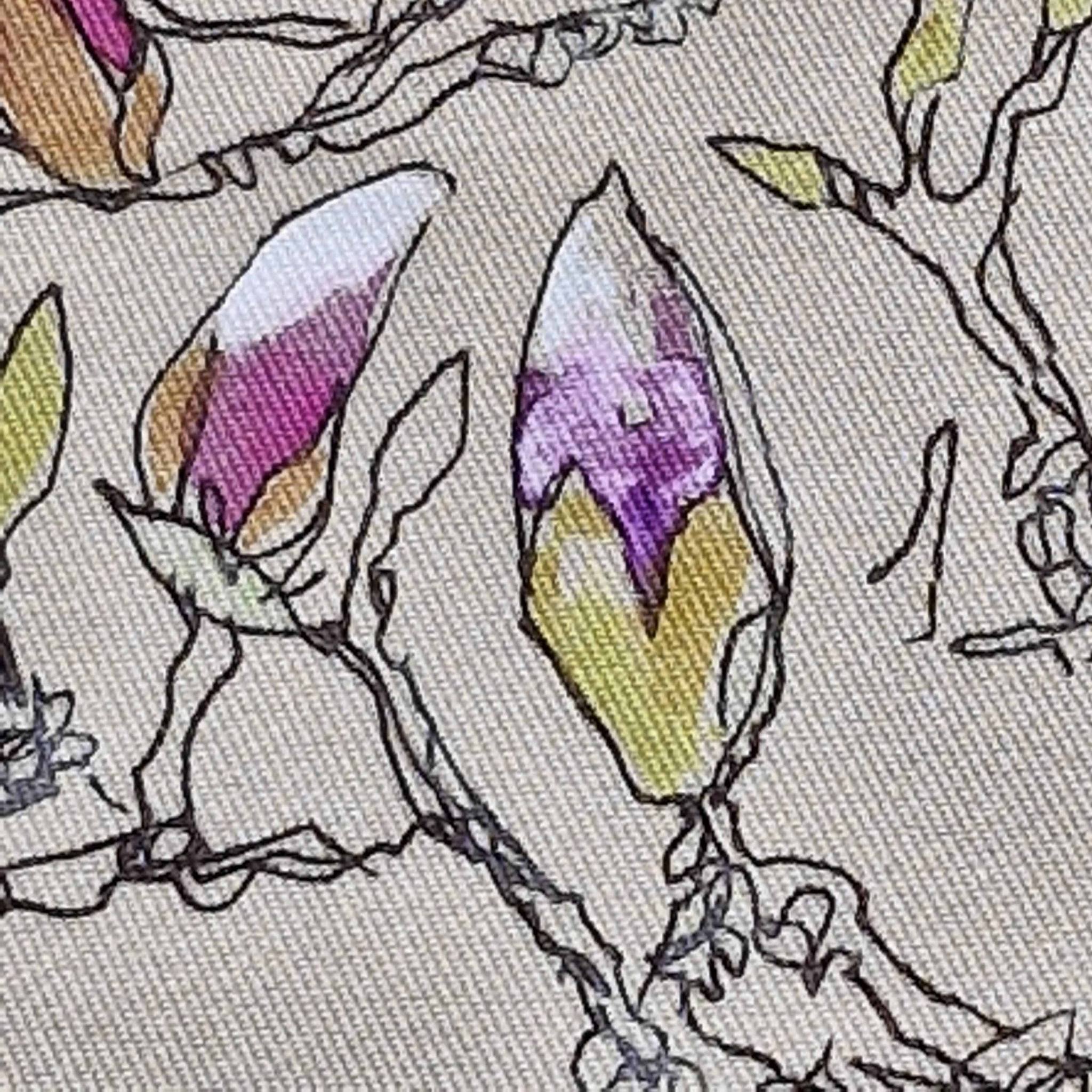 Magnolia Memory: Artist and product feature

Maggie Smith&rsquo;s beautifully vibrant drawing of the magnolia tree in her garden, available printed on a soft twill fabric. The 'Slow Blink' Magnolia table runner is developed from the original triptych