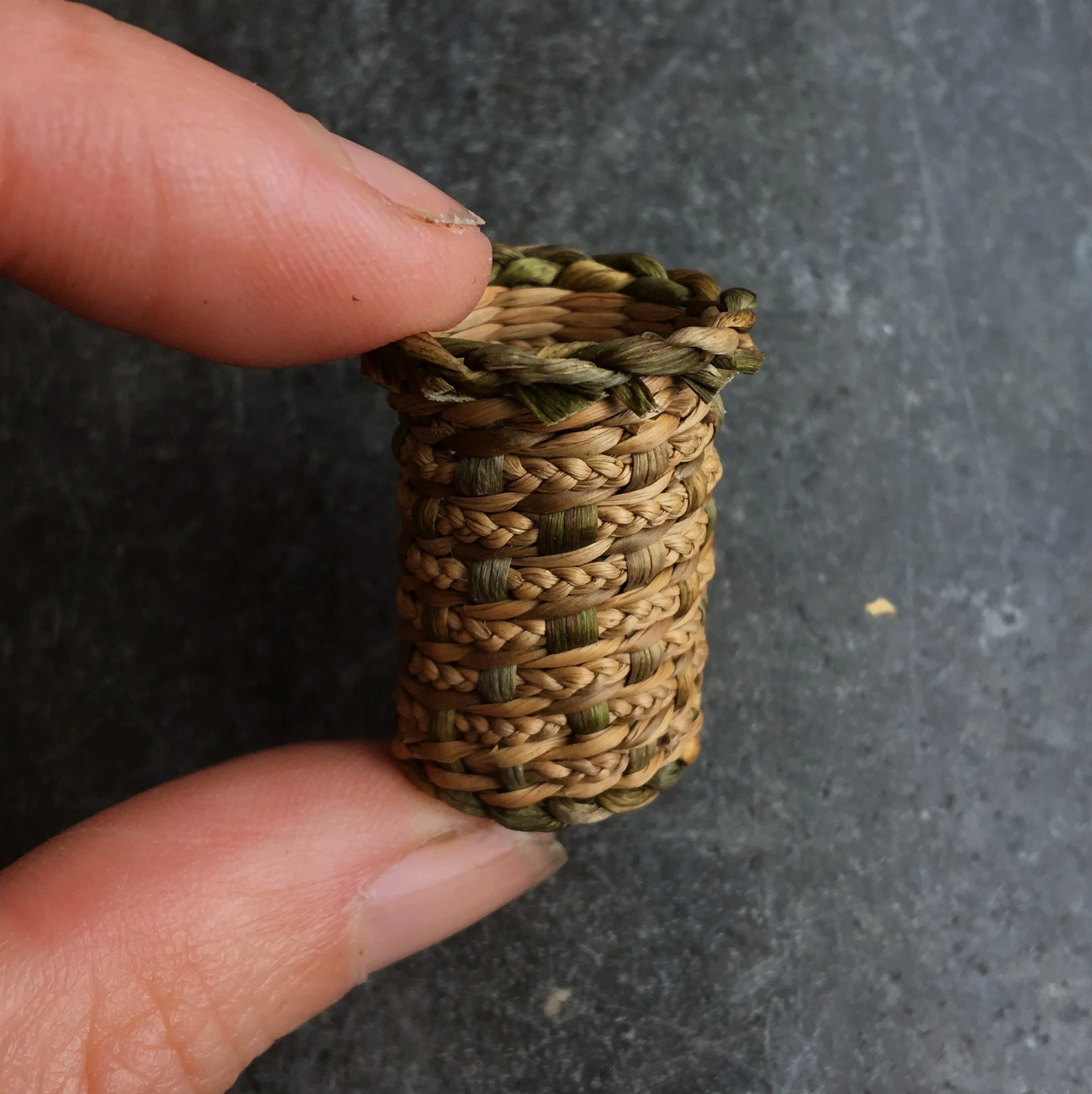 ROSEY FAREY Miniature Baskets,  medium plaited soft rush and english bulrush pot £74