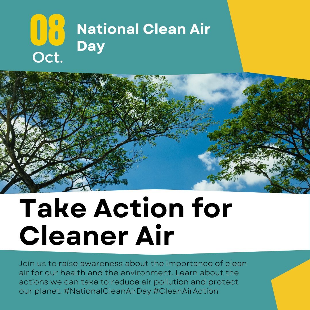 Happy National Clean Air Day! 🌬️ Let's take action to reduce air pollution and protect our planet. Here are five simple steps we can all follow:

1️⃣ Drive Green: Opt for public transport, carpool, or cycle to cut down vehicle emissions. Choose eco-