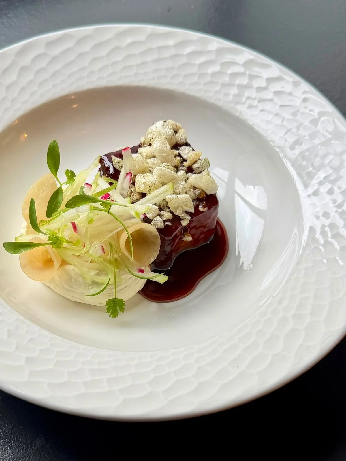 Mr Fox Restaurant Dublin - Bbq Glazed Pork Belly, Apple, Radish, Vadouvan, Coriander.jpg