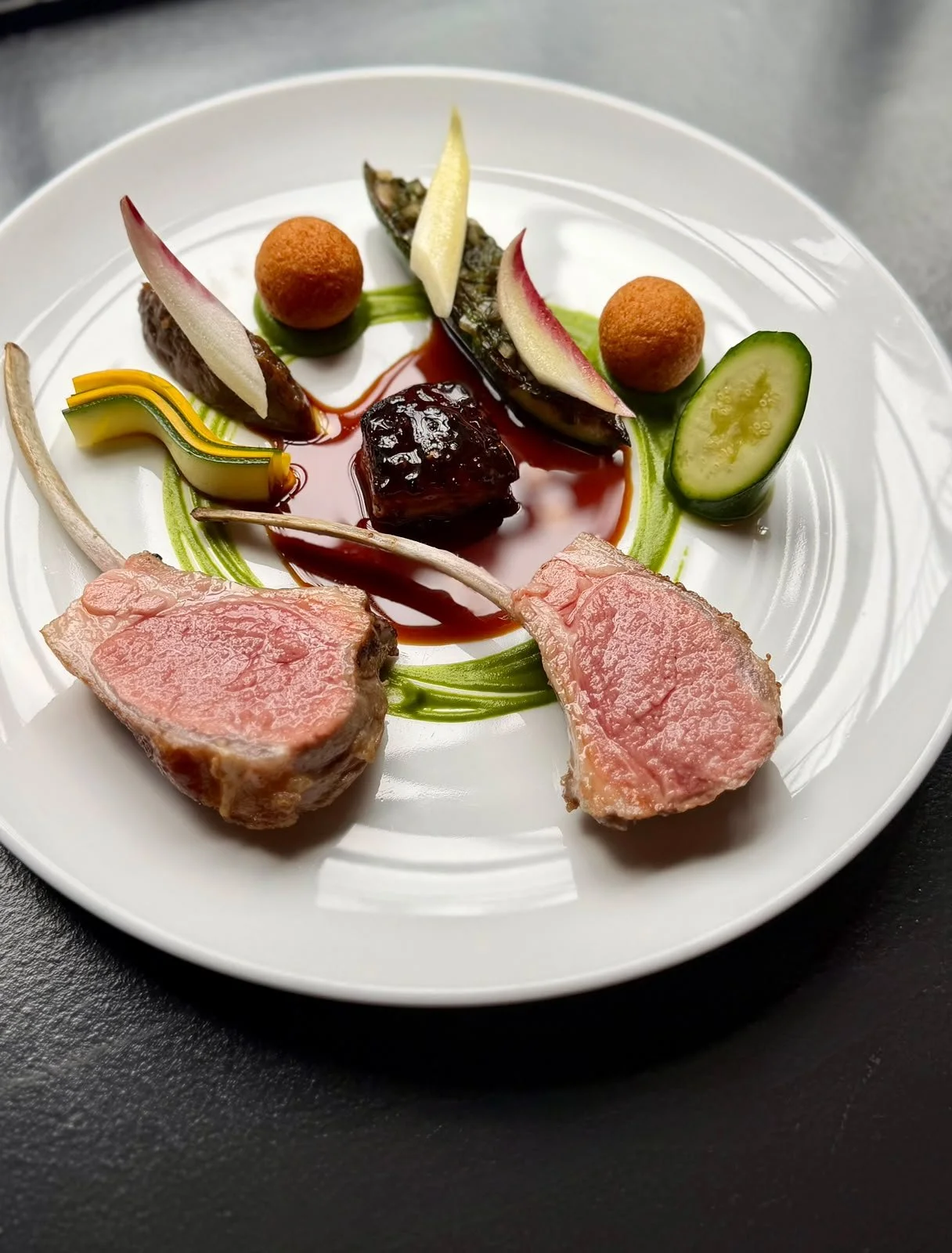 Mr Fox Restaurant Dublin - Grilled Lamb Chop, Smoked Aubergine, Courgette, Pomme Dauphine.jpg