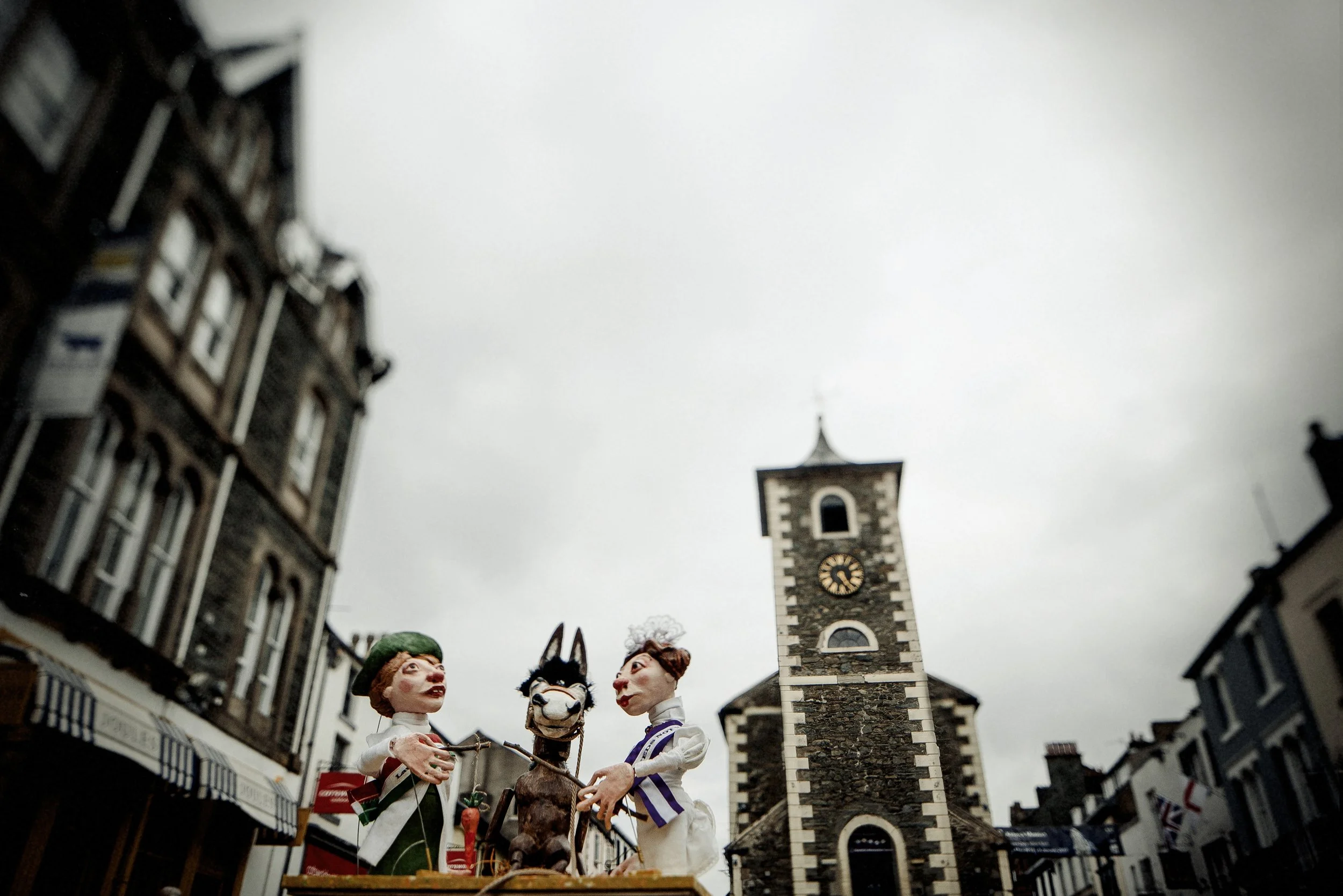 Catherine Marhsall with anonymous Suffrgette at the Moot Hall, Keswick