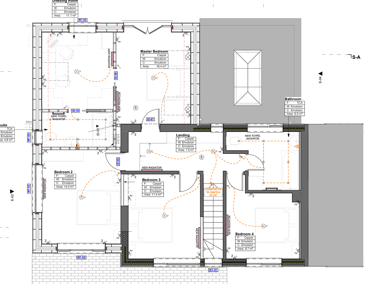A proposed floor plan for a house extension.