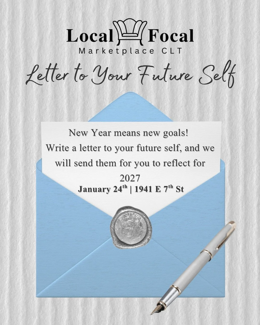 A little note to your future self💌

Write your dreams, your goals, and everything your heart is hoping for so you can look back and see how far you&rsquo;ve come! 🙌

We&rsquo;ll be open all day for you and your friends to stop in and write your let