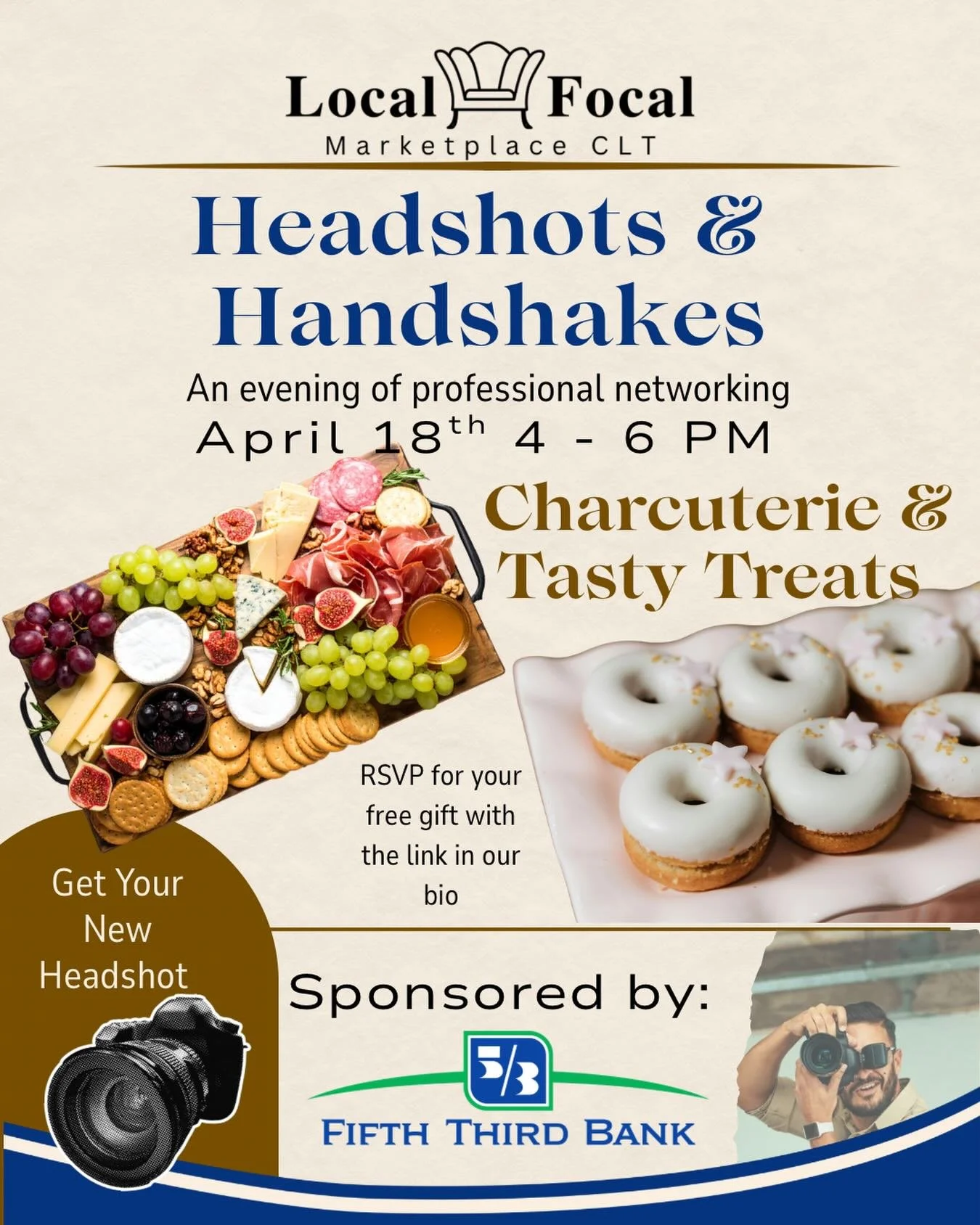 Join us this Saturday, April 18 4 PM to 6 PM for our networking event, HEADSHOTS AND HANDSHAKES!

Guest speakers: Bianca Cooper, Assistant Vice President and Financial Center Manager
Alexandria Bare Cooper, Local Focal Marketplace Owner

🤝Win Prizes