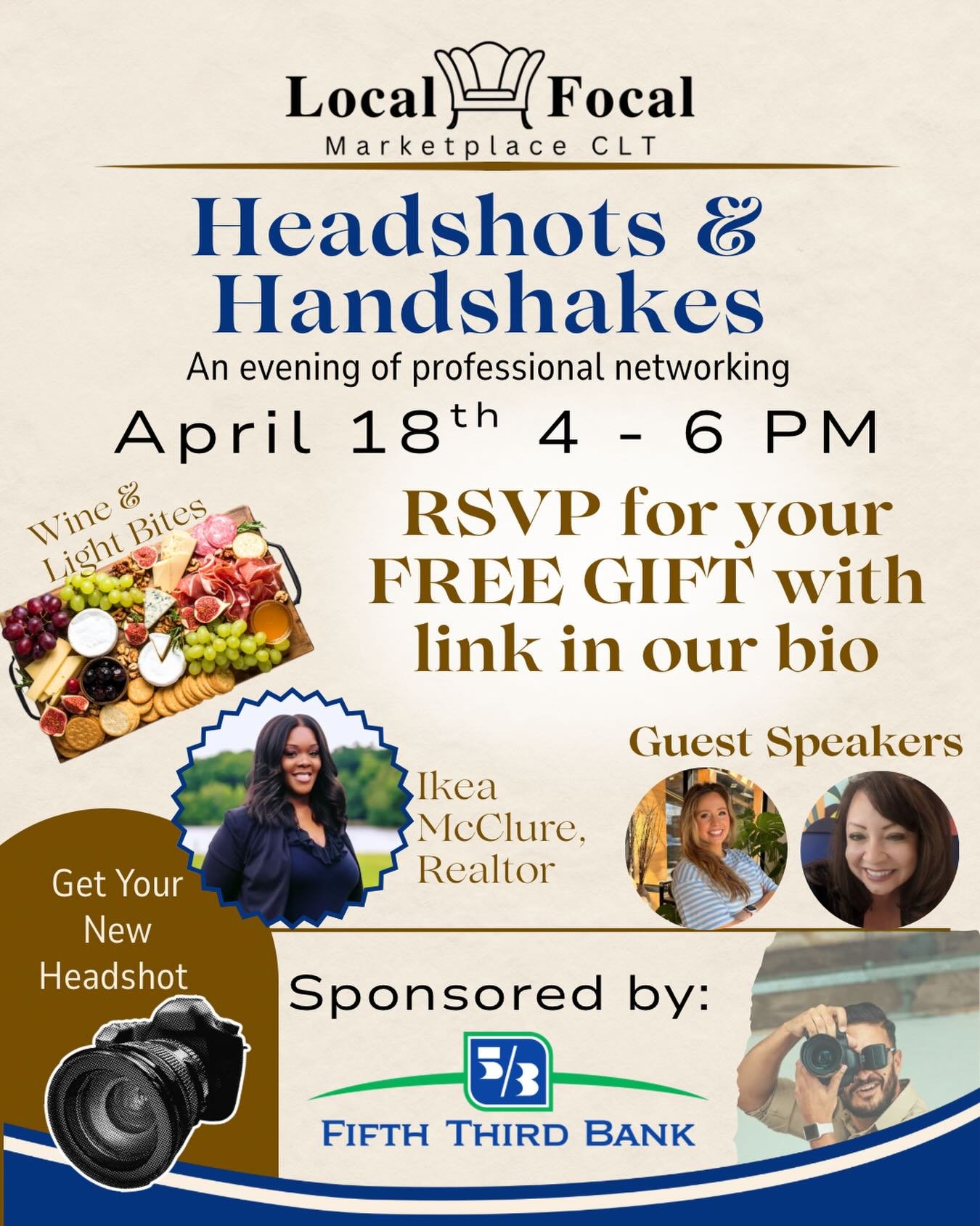 Don&rsquo;t miss it! SATURDAY APRIL 18th 4pm - 6pm 

DON&rsquo;T FORGET TO RSVP FOR YOUR FREE GIFT with the link in our BIO!
We&rsquo;re so excited to have a local realtor sponsoring Headshots &amp; Handshakes and bringing the wine for the evening 2*