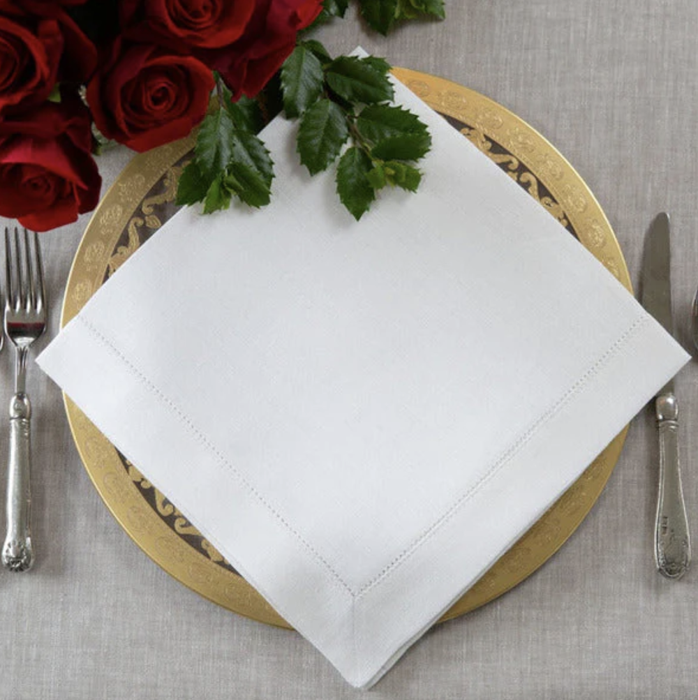 Hemstitch Linen Napkin — hand-monogrammed table & bar from Milly Monogram