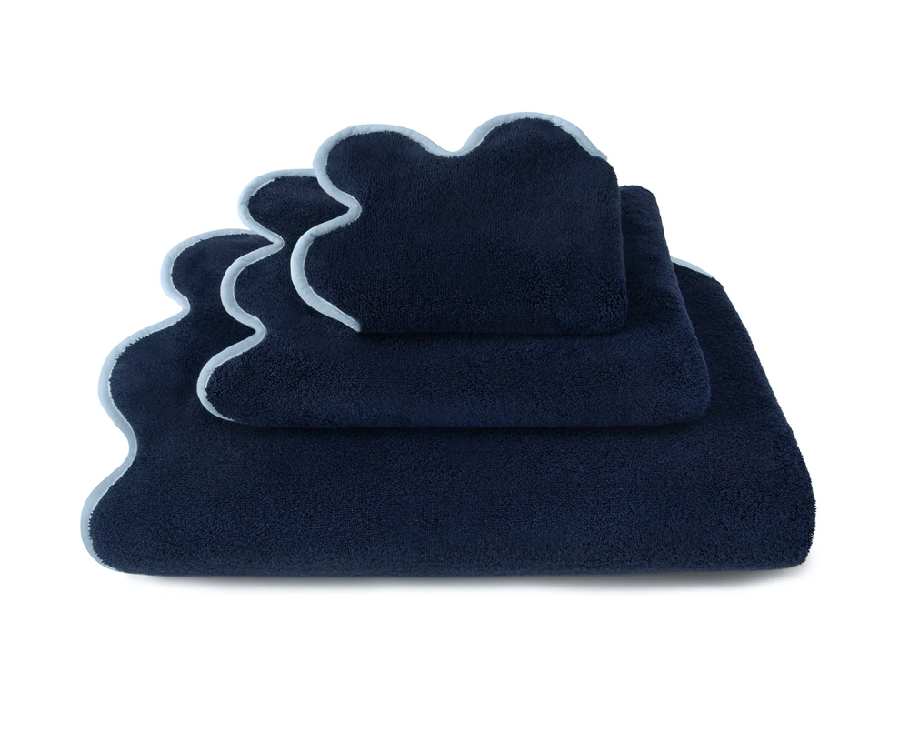 Scallop Bath Towel Navy — hand-monogrammed bath from Milly Monogram