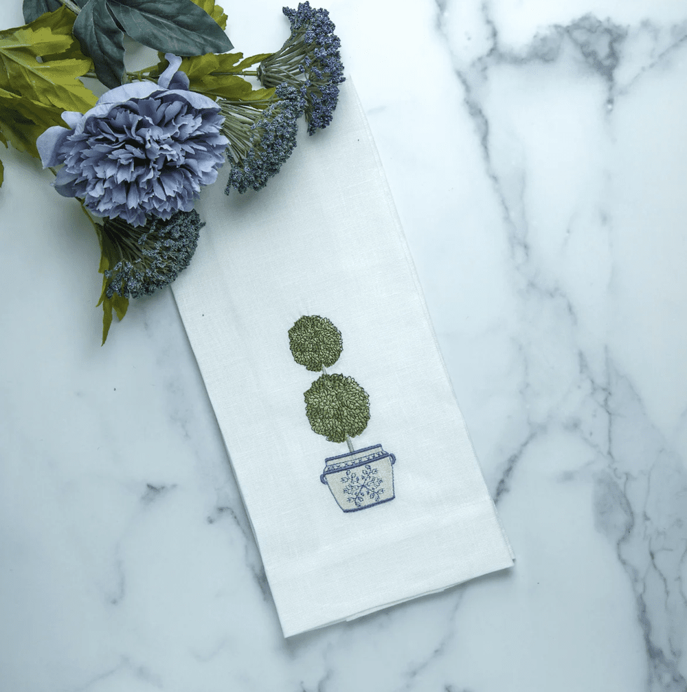 Double Boxwood Topiary Towel — hand-monogrammed table & bar from Milly Monogram