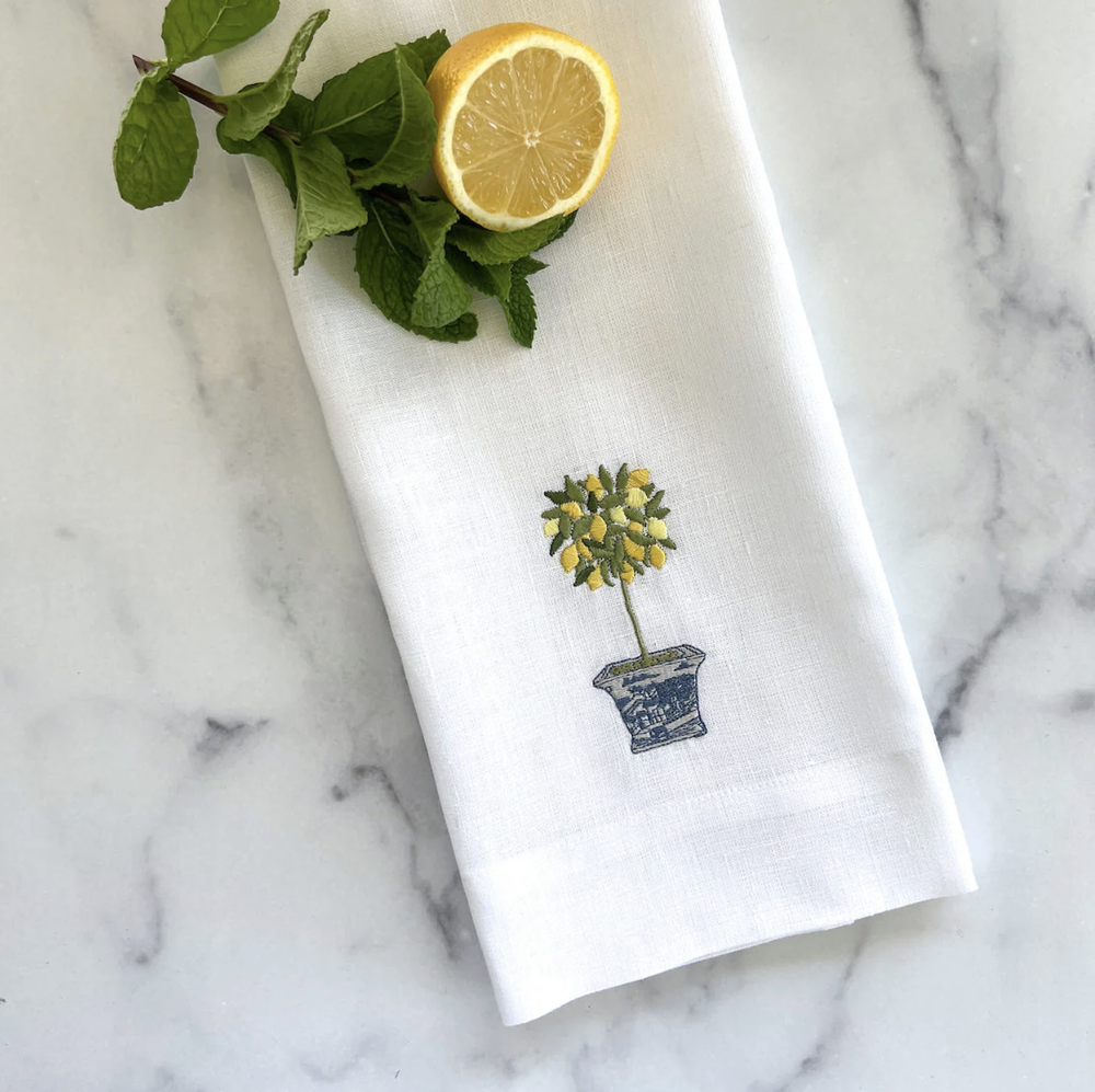 Lemon Topiary Towel — hand-monogrammed table & bar from Milly Monogram