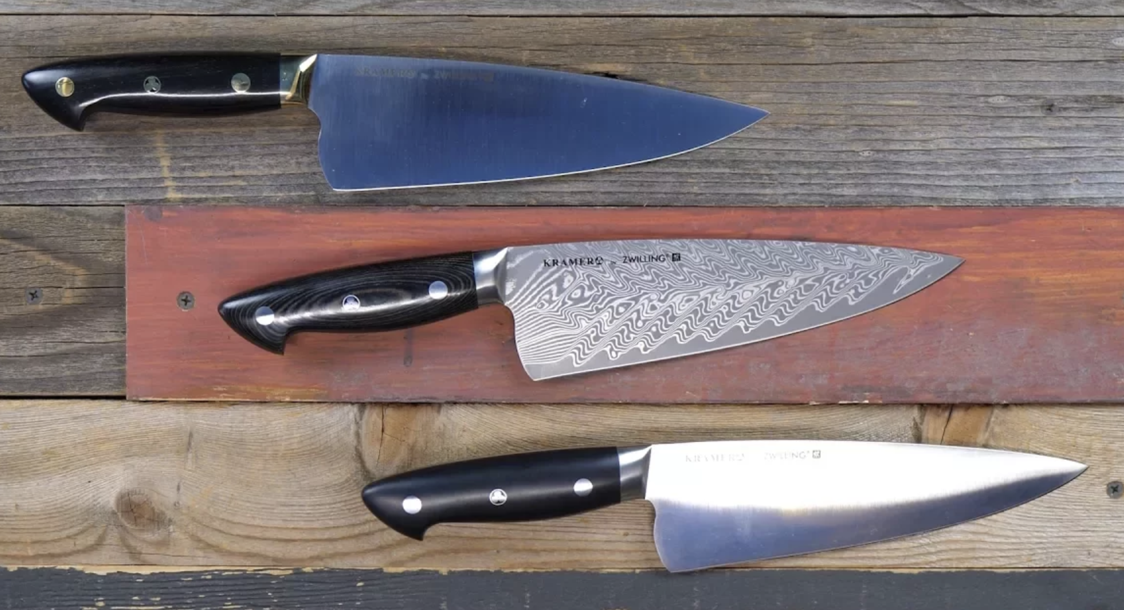 The Kramer x Zwilling Trilogy: Stainless Steel, Pure Carbon, and SG2 Damascus Comparison