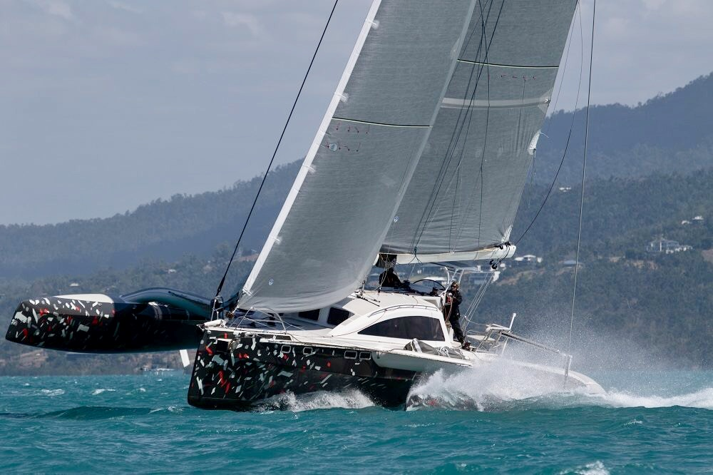 FOR SALE / ROMANZA: RAPIDO 60 Trimaran Hull #2, Triac Composities, Morelli & Melvin Yacht Design, Performance Multihull, Fast Multihull, High Performance Trimaran