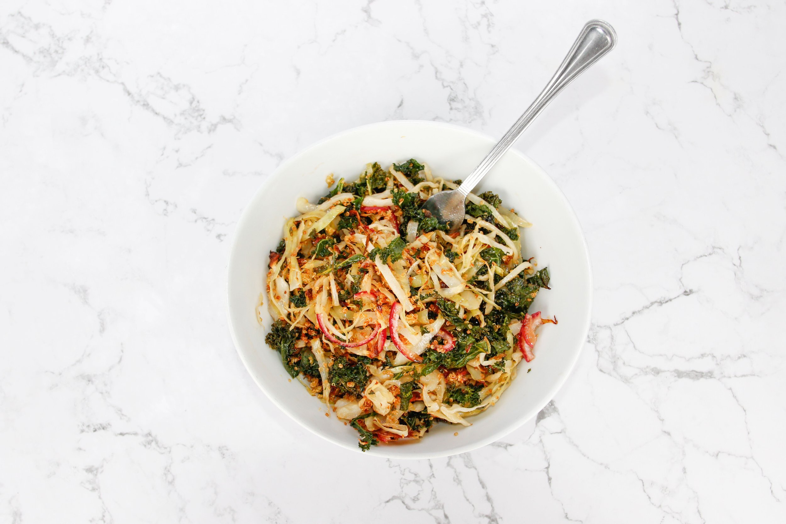 Baked Kale Salad With Crispy Quinoa