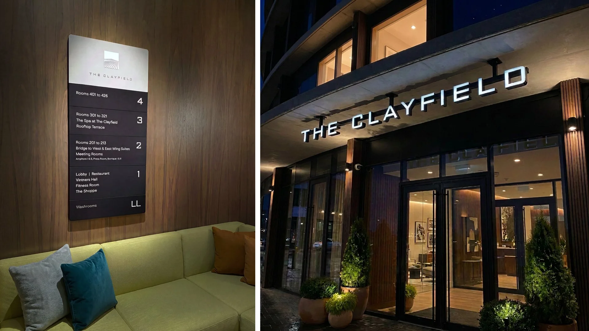 The Clayfield - directory and exterior signage