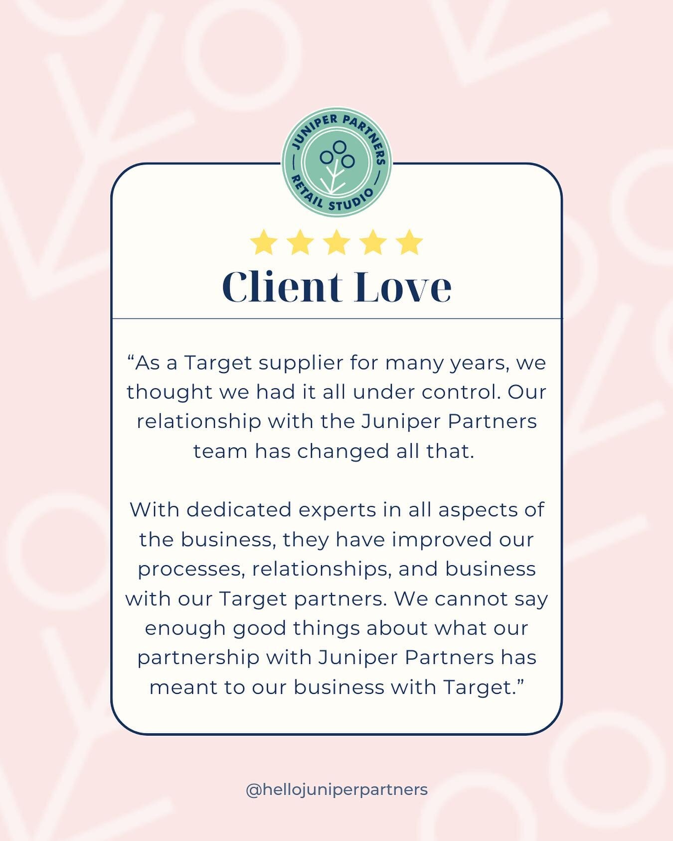 Feeling the love from our amazing clients!&nbsp;&nbsp;
&nbsp;
Our clients&rsquo; words speak louder than any caption could✨. Grateful for the trust and partnership in representing their brands at Target. Cheers to making dreams a reality together!🎯
