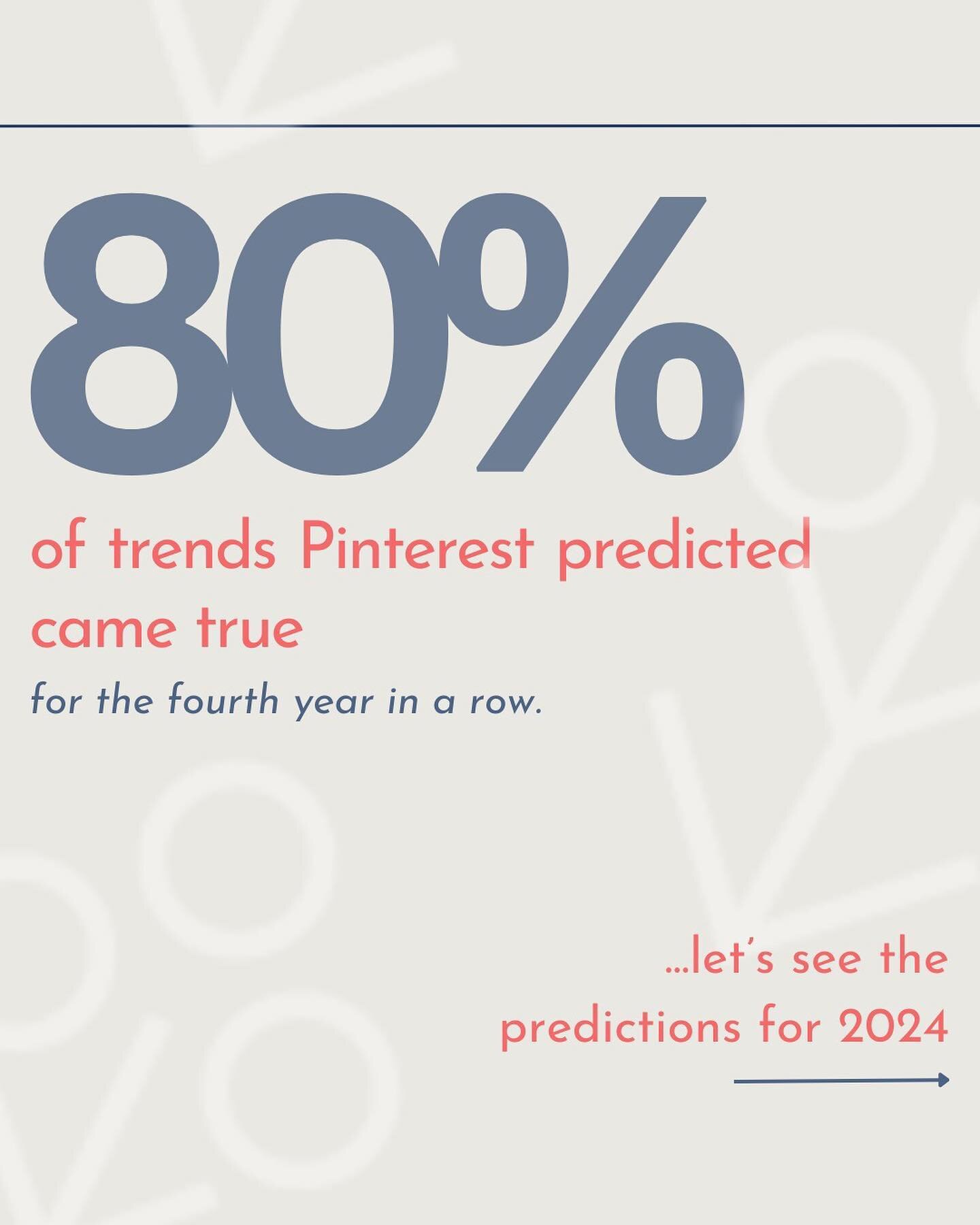 Unlock valuable insights with Pinterest Predicts!🌟📌
&nbsp;
Pinterest is the ultimate genie in a bottle for retailers and marketers, dishing out the top-secret cheat sheet for trend forecasting. Believe it or not, they&rsquo;ve been spot on with 80%