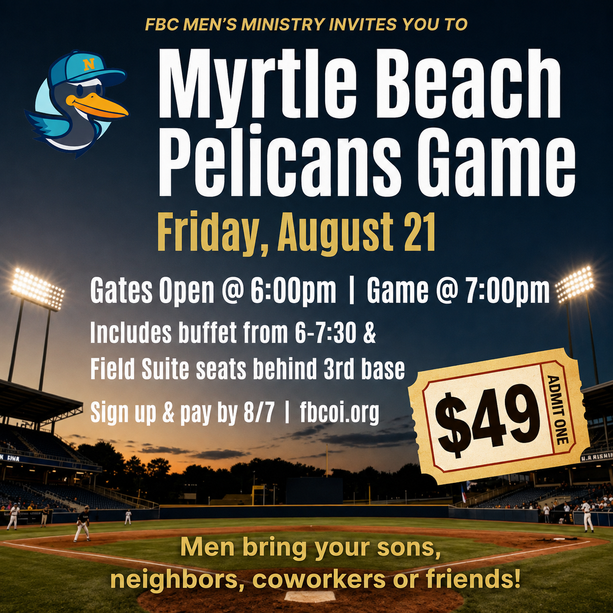 Myrtle Beach Pelican's Game- Men's Event