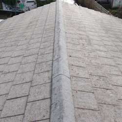 Close-up of a tiled roof on a building