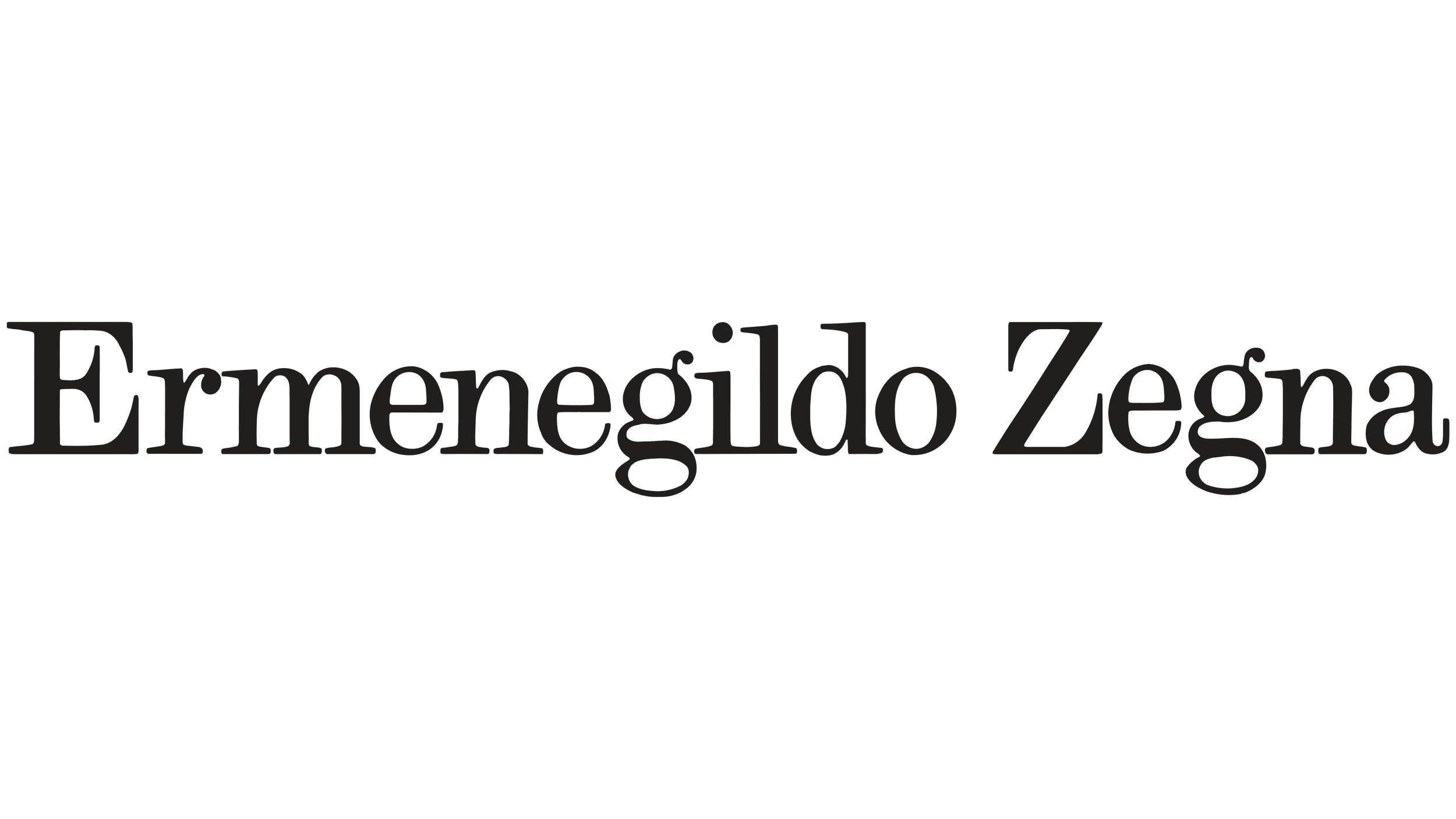 Logo de l'entreprise Ermenegildo Zegna avec le nom en texte noir sur fond transparent