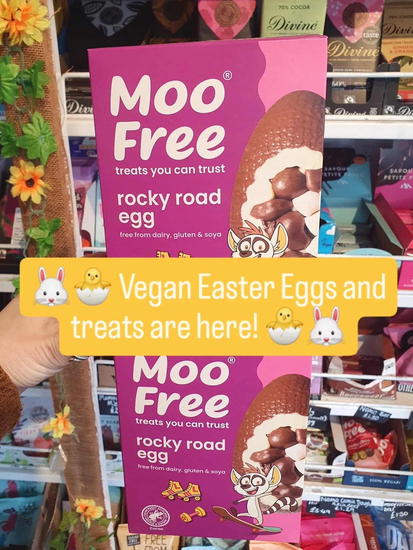 🌱🐣 Vegan Easter Eggs and treats are here! 🐣🌱

We're now all stocked up with loads of vegan chocolate Easter Eggs and treats, do come down and have a browse of our range! 

All are: 
🌸 Dairy-free
🍫 Super creamy and chocolatey
🐰 Seriously tasty
