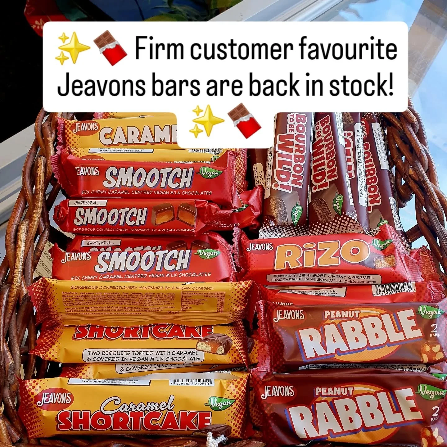 These gorgeous vegan chocolate and toffee bars from @jeavonstoffee are now all stocked up - we've got loads in, but they always get snapped up fast! So come grab your favourite while stocks last 🍫❤️