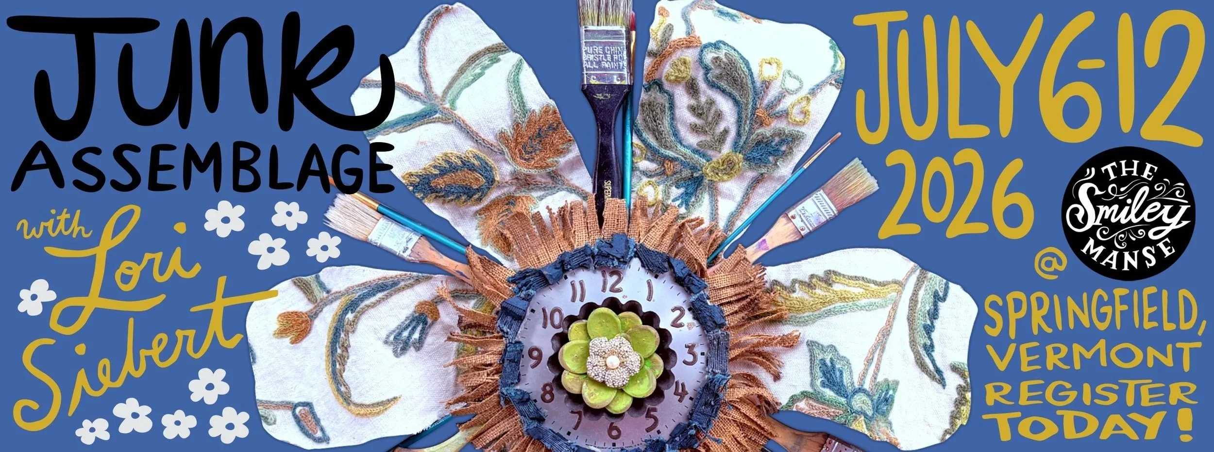 Junk Assemblage with Lori Siebert, a July 2026 art retreat at The Smiley Manse in Southern Vermont