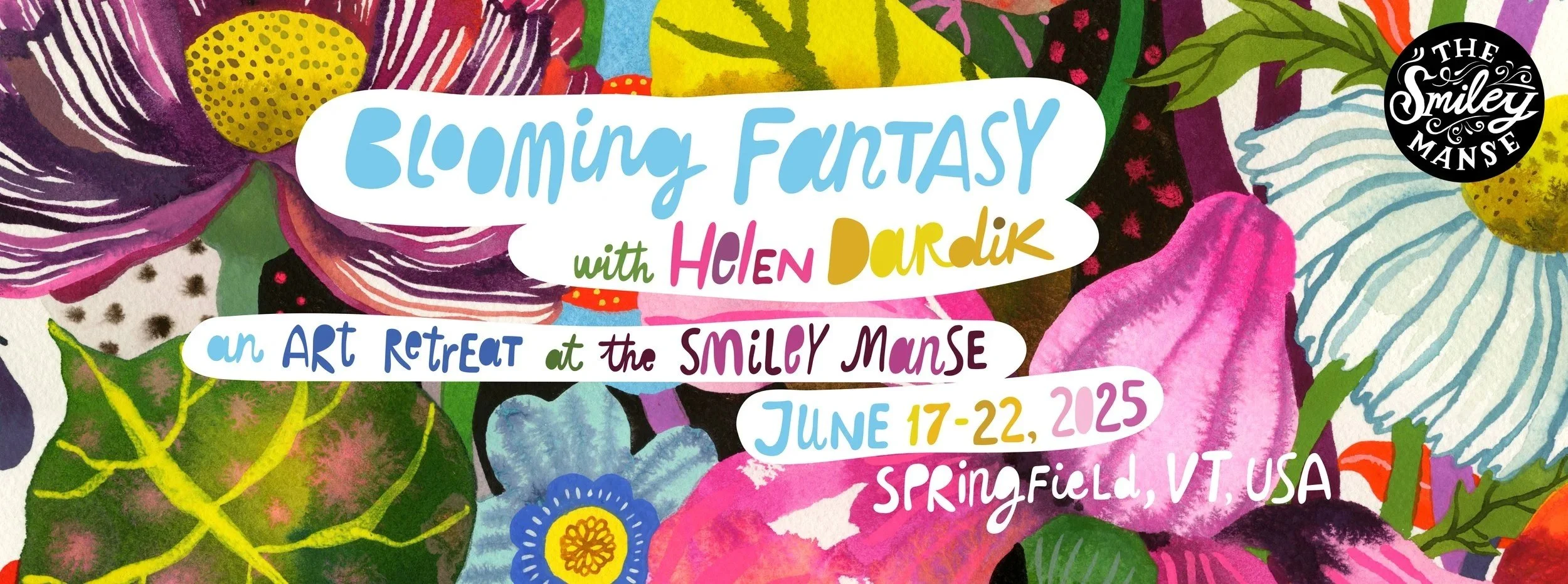 Blooming Fantasy with Helen Dardik, a June 2025 art retreat at The Smiley Manse in Southern Vermont