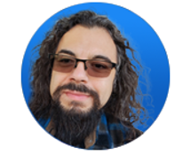 Man with a beard and blue background