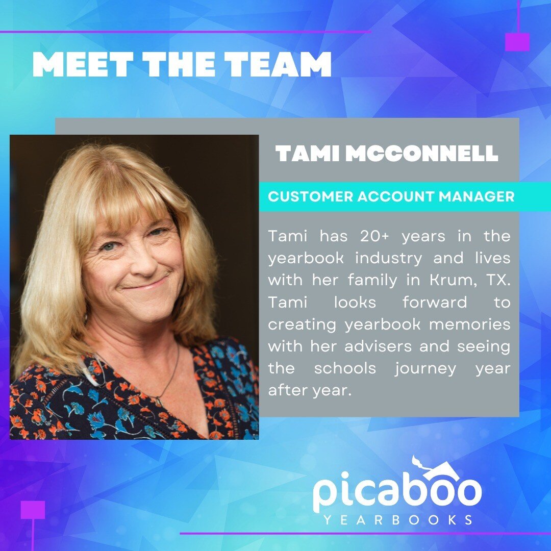 Meet Tami! Tami has been with Picaboo Yearbooks for over 6 years and a part of the yearbook industry for over 20. Tami rocks as an account manager and we love having her on our team.

#yearbooks #yearbookservice #meettheteam