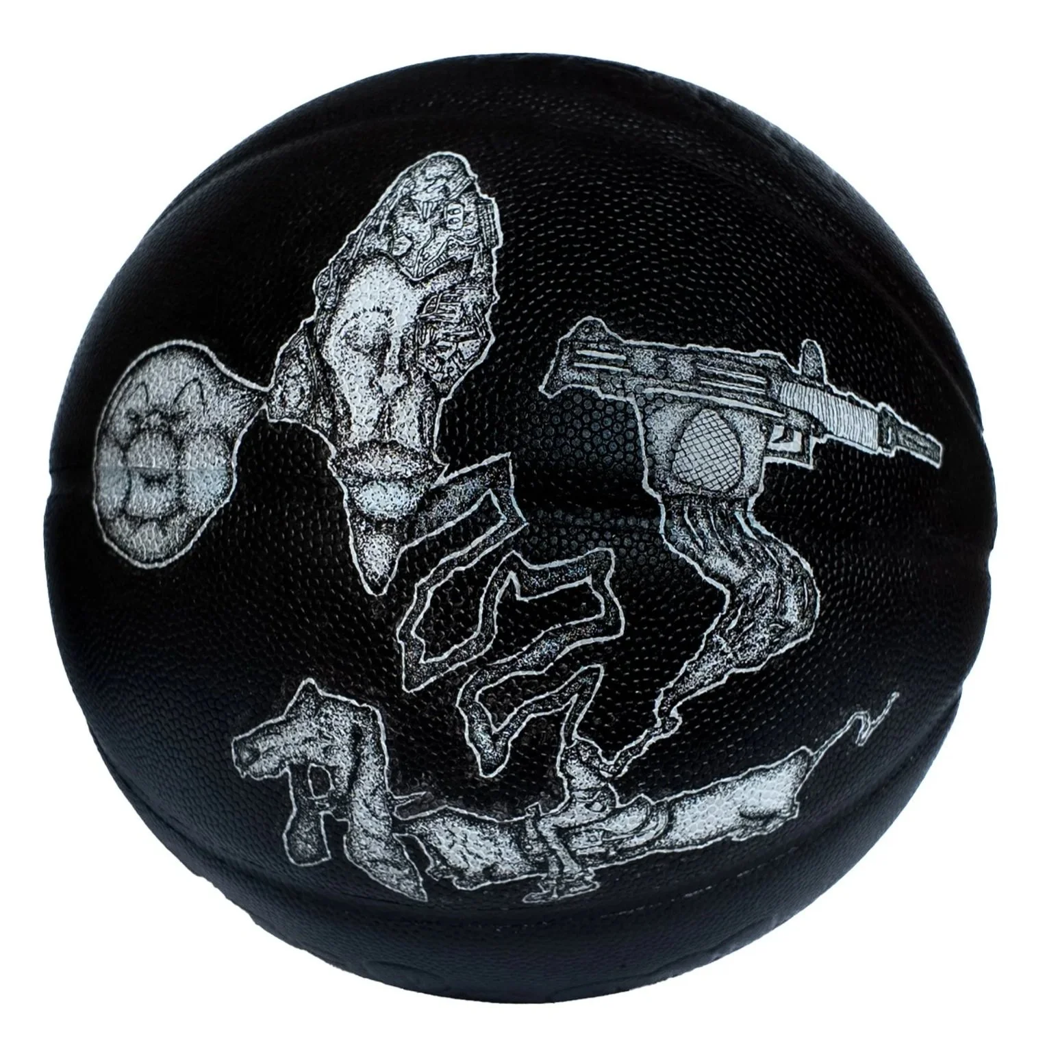 RECODE- 9.5" Mixed media on basketball