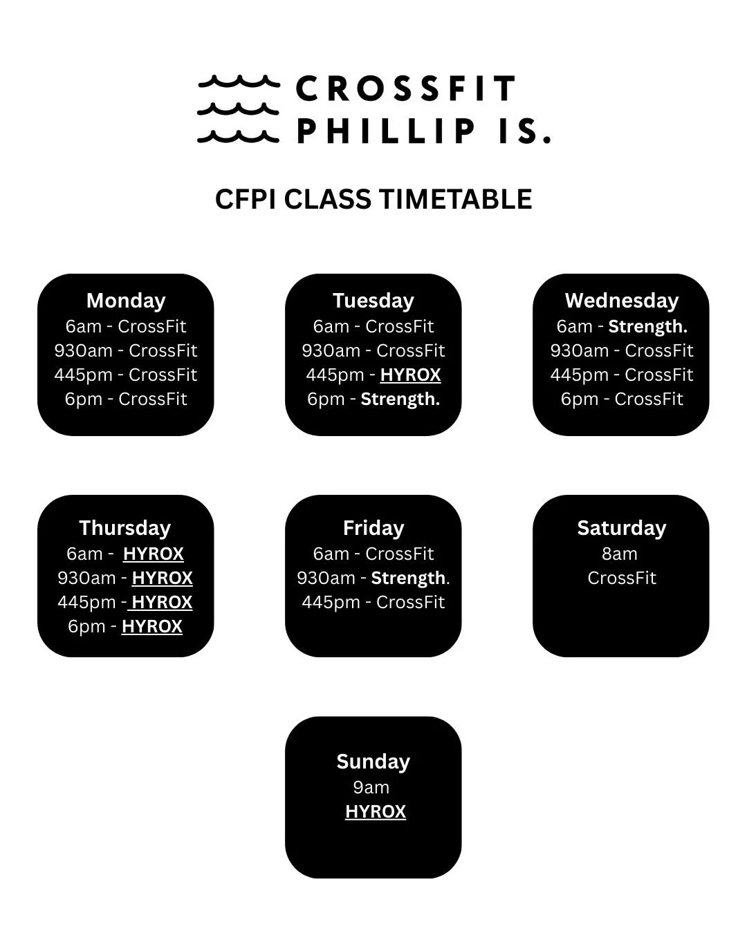 Crossfit Timetable