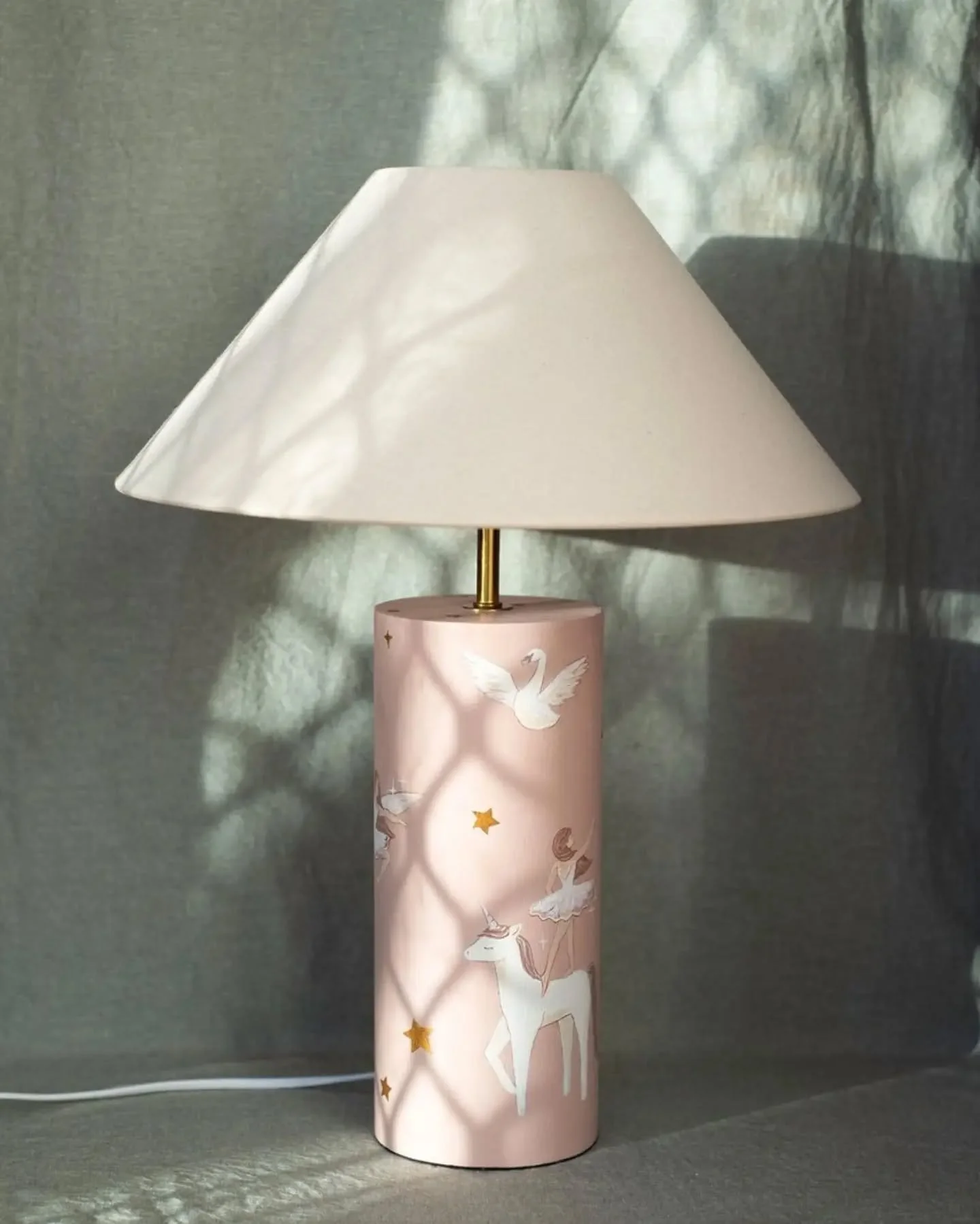 Interrupting my 'July Collection teaser' posts to share this beauty again - she's still available on my website if you're in the market for a super whimsical and completely unique lamp ❤️ 

Swipe to see some dancing ballerinas and unicorns up close (
