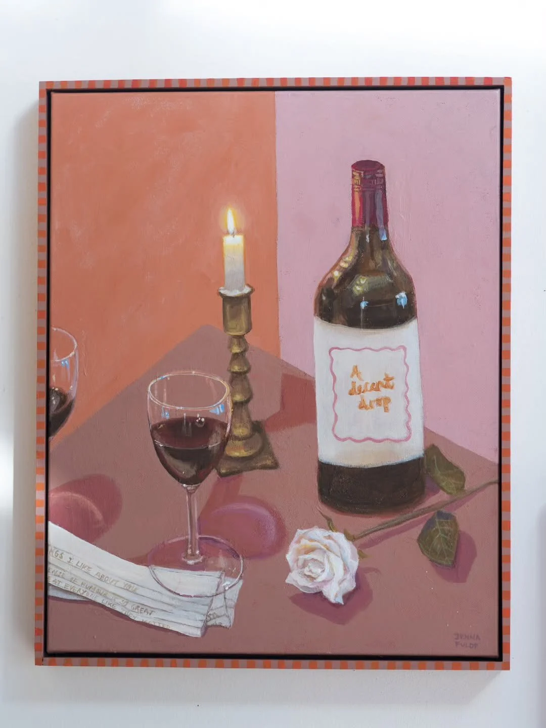 Sometimes our most memorable feelings/experiences of warmth and connection are found in the small moments 🥰

A bottle of wine, a candle burning low, a handwritten note slid across the table. This painting is called 'Date Night' and it was inspired b