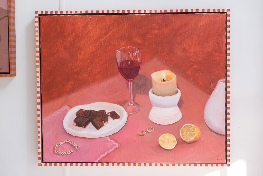 'A Later Portion of the Evening'

This original painting invites you into the mellow vibes of a later portion of the evening - perhaps you&rsquo;re chatting with a friend after a shared dinner. Perhaps you&rsquo;ve been out somewhere exciting and you