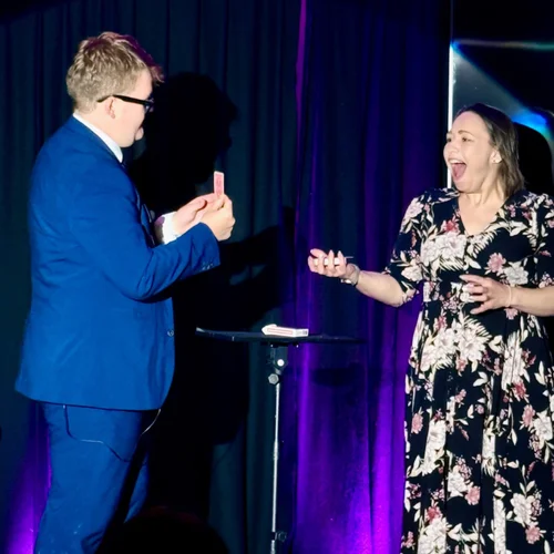 Combined magic experience Melbourne - Josh Staley performing close-up magic and feature show