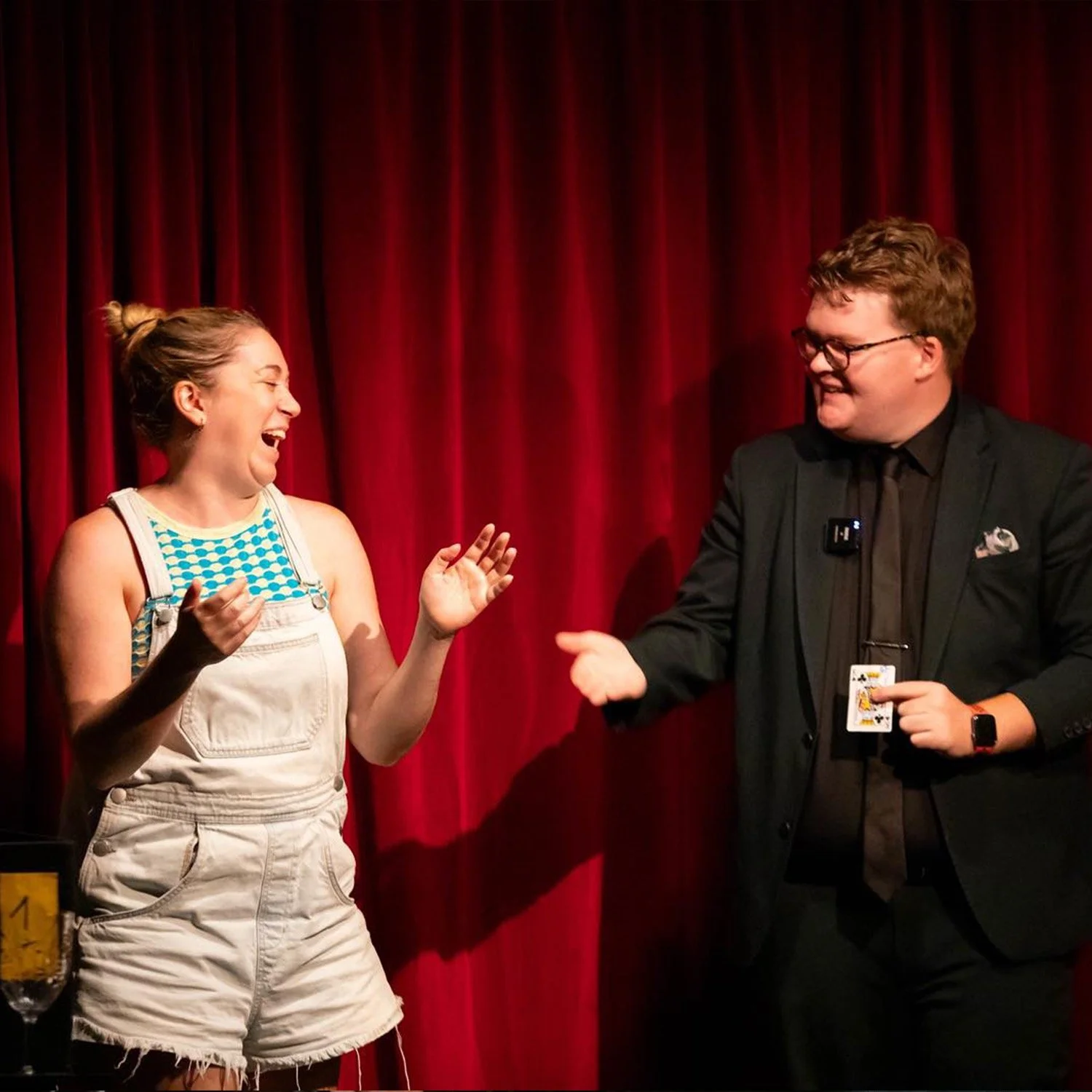 Josh Staley, Australian Champion of Magic, performing a feature stage show for a corporate event in Melbourne.