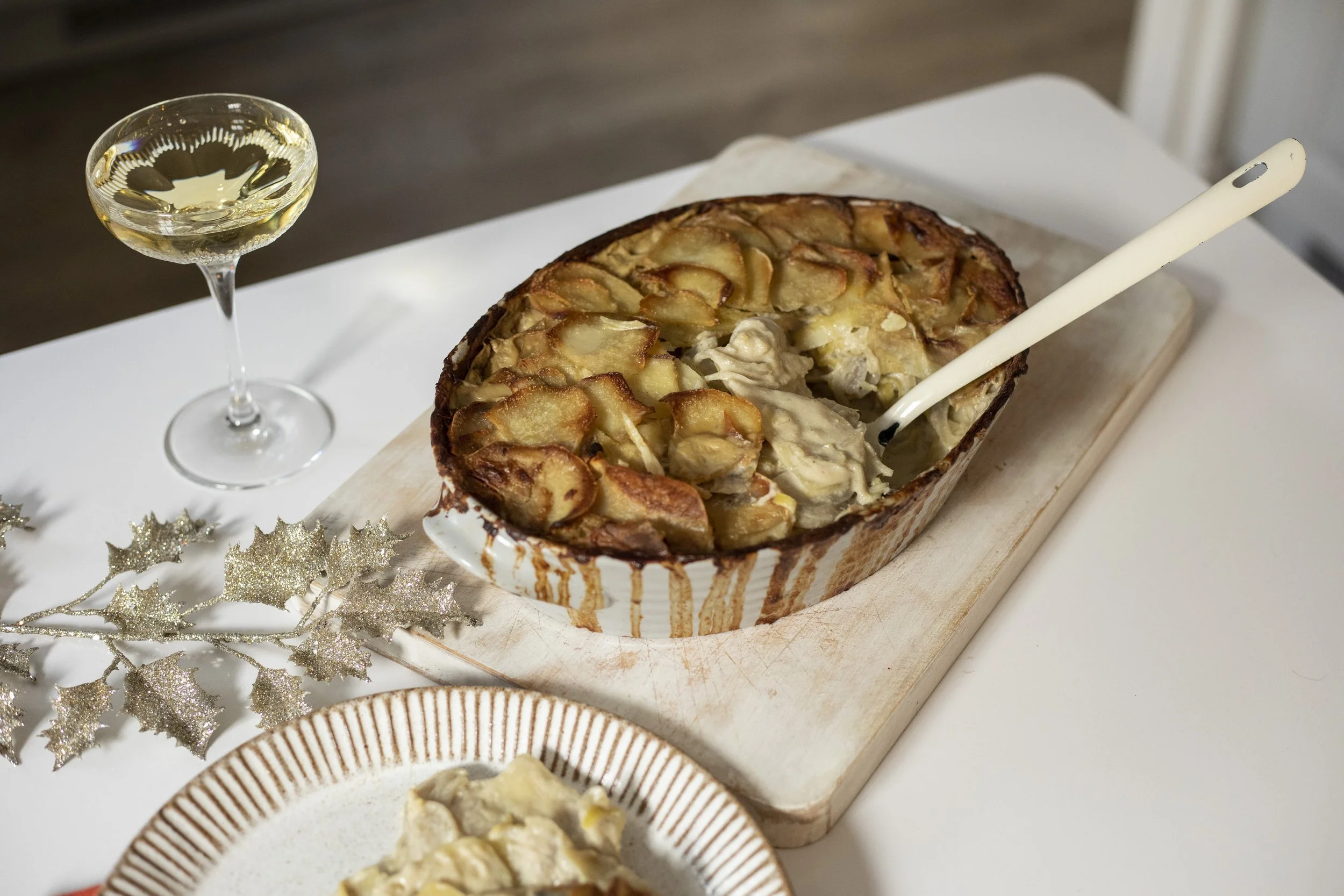 Red onion, Potato and Leek Gratin