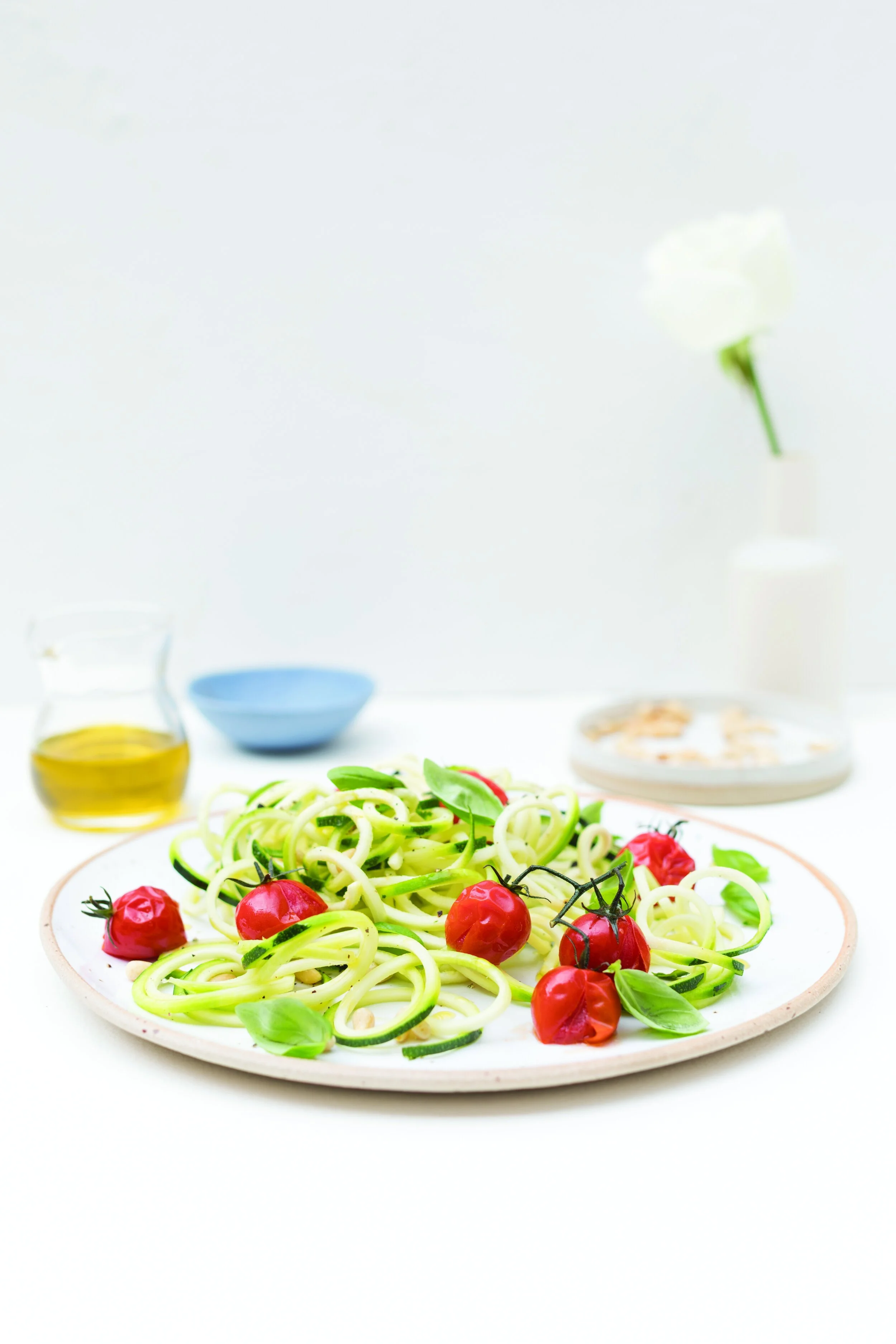 Spiralized Courgetti with slow roasted tomatoes