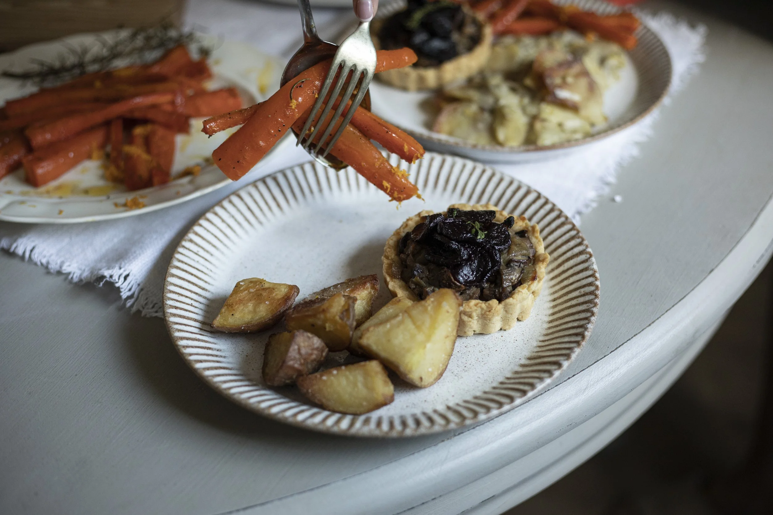Beetroot, Mushroom and chestnut tart
