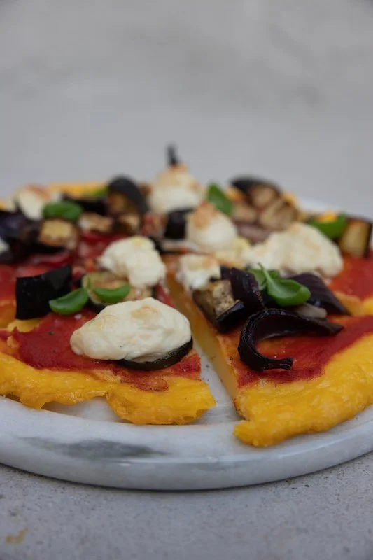 POLENTA PIZZA WITH VEGAN MOZZARELLA
