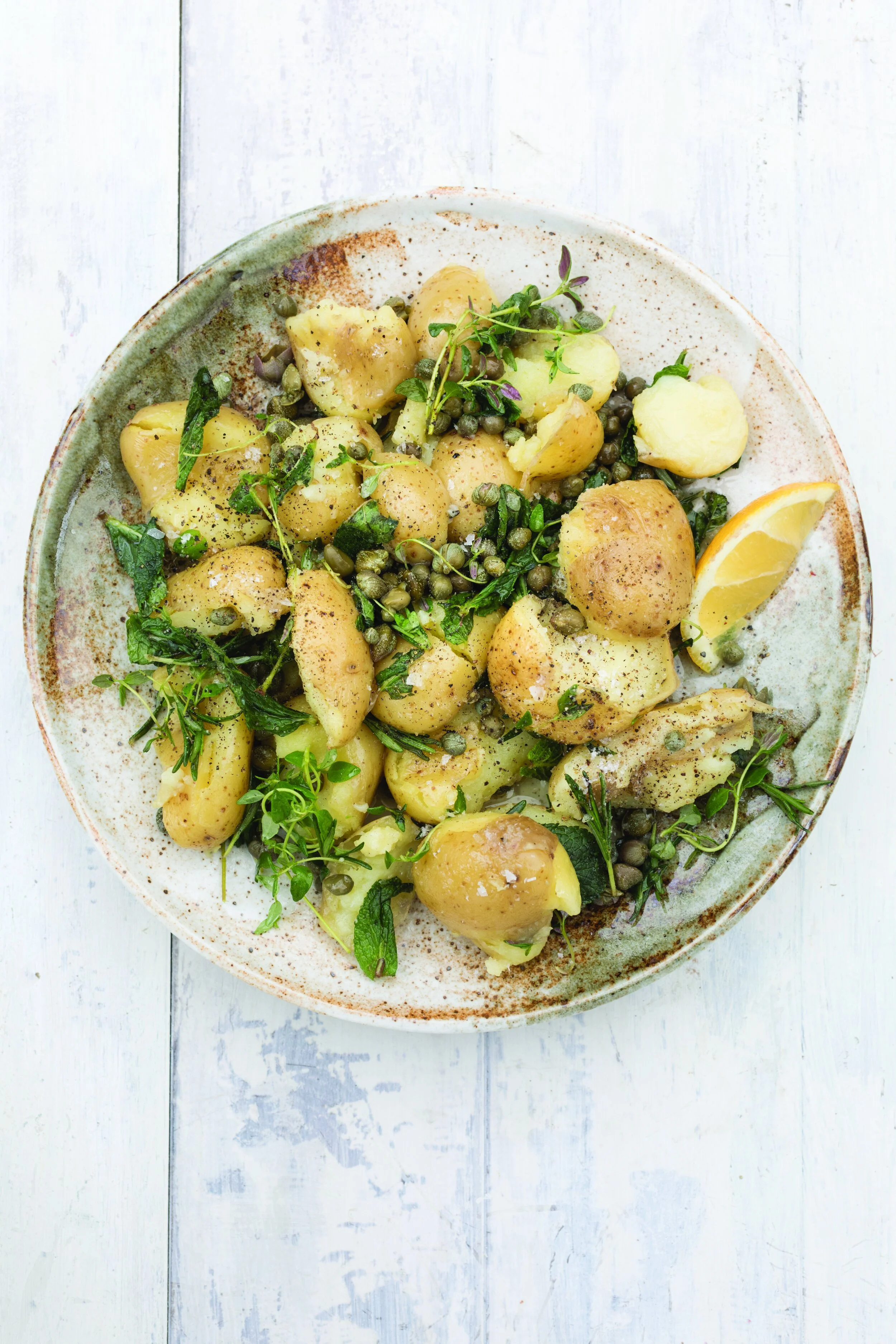 CRUSHED NEW POTATOES WITH CAPERS