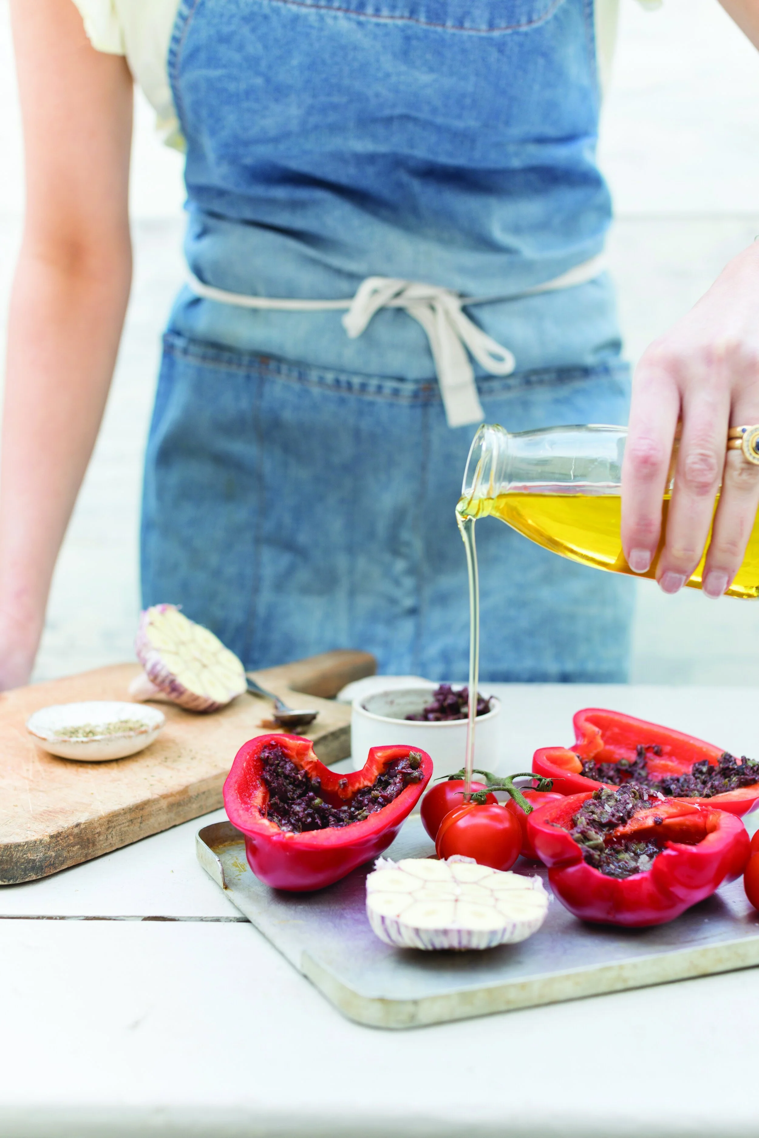 ROASTED PEPPERS WITH CHERRY TOMATOES, CAPERS AND OLIVES