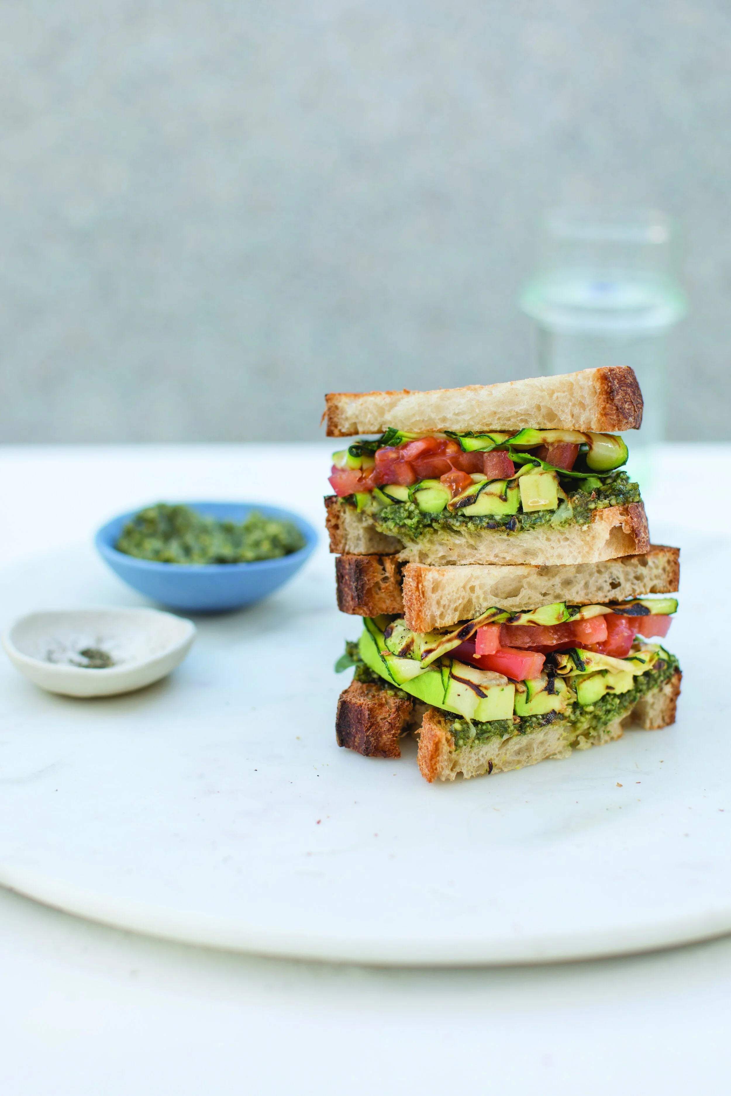 GRILLED COURGETTE, AVOCADO AND PESTO TOASTIE
