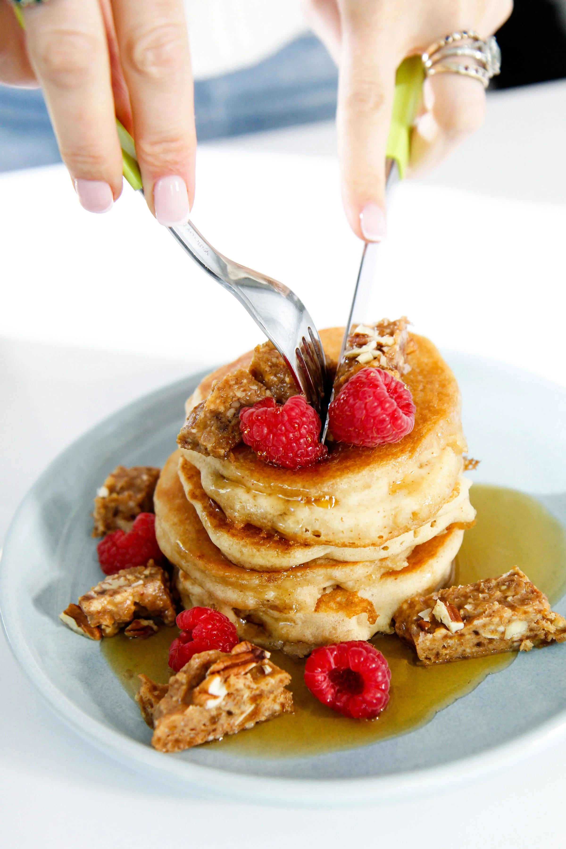 VEGAN PANCAKES WITH MAPLE FUDGE PIECES