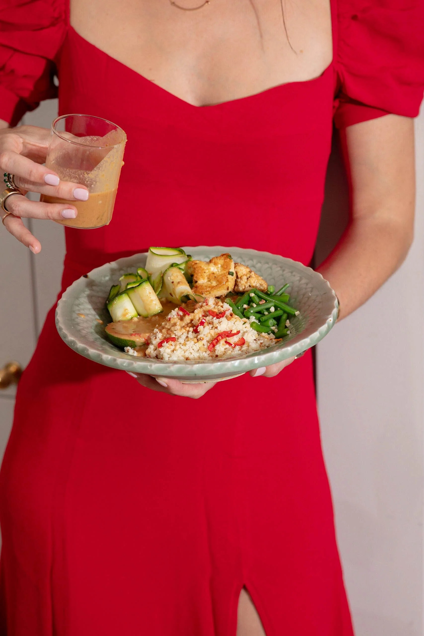 Spicy Almond Cauliflower Rice Bowls