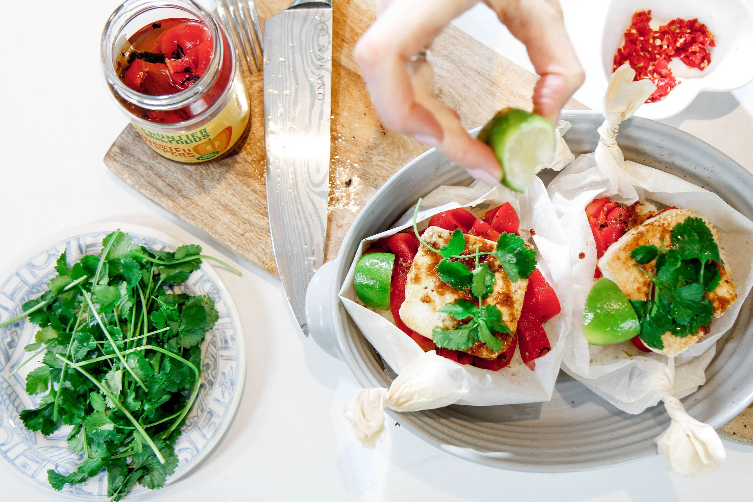 Coconut Rice Parcels with Baked Tofu &amp; Roasted Red Peppers