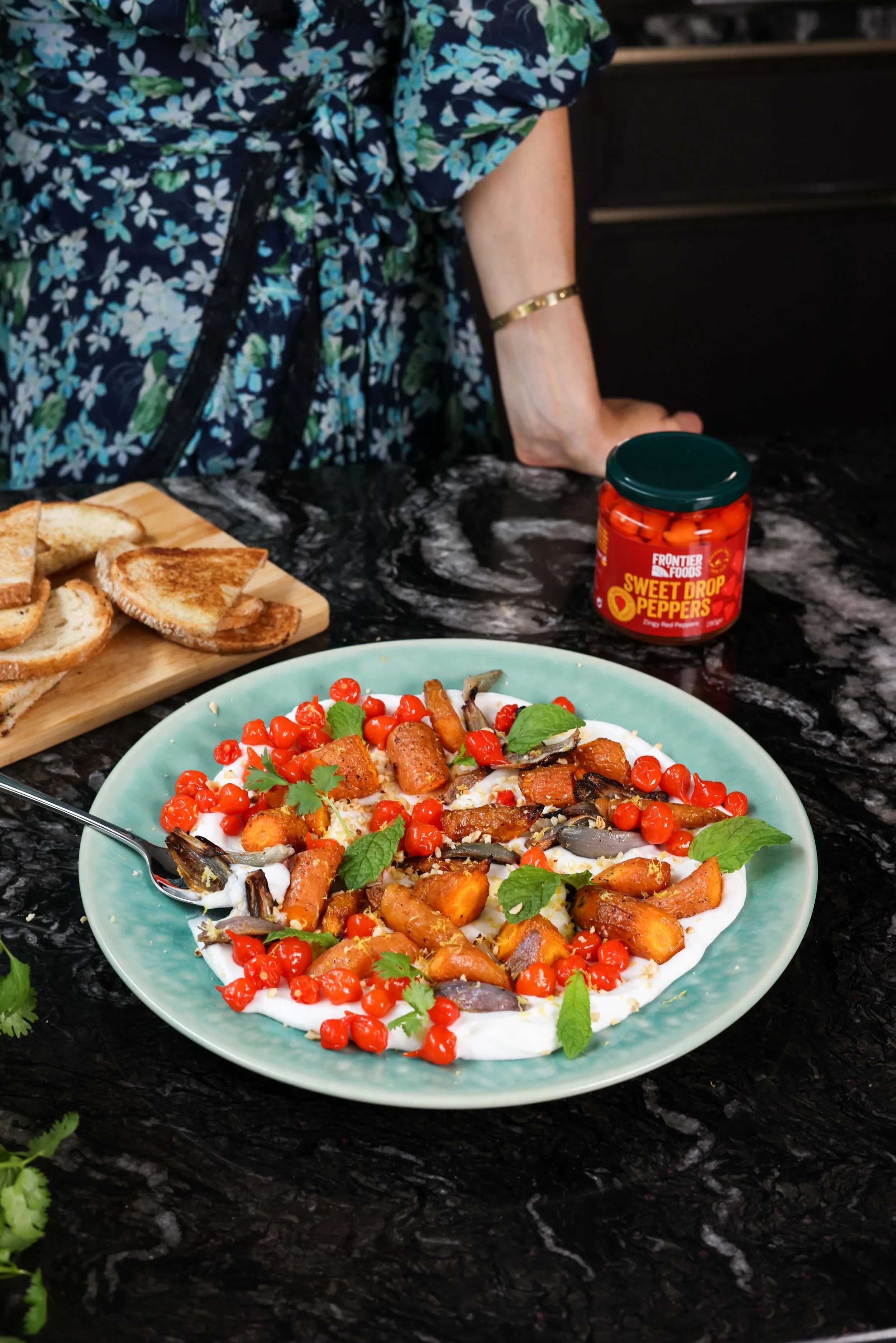 Whipped Cream Cheese, Sweet Drop Peppers and Roasted Carrot Salad