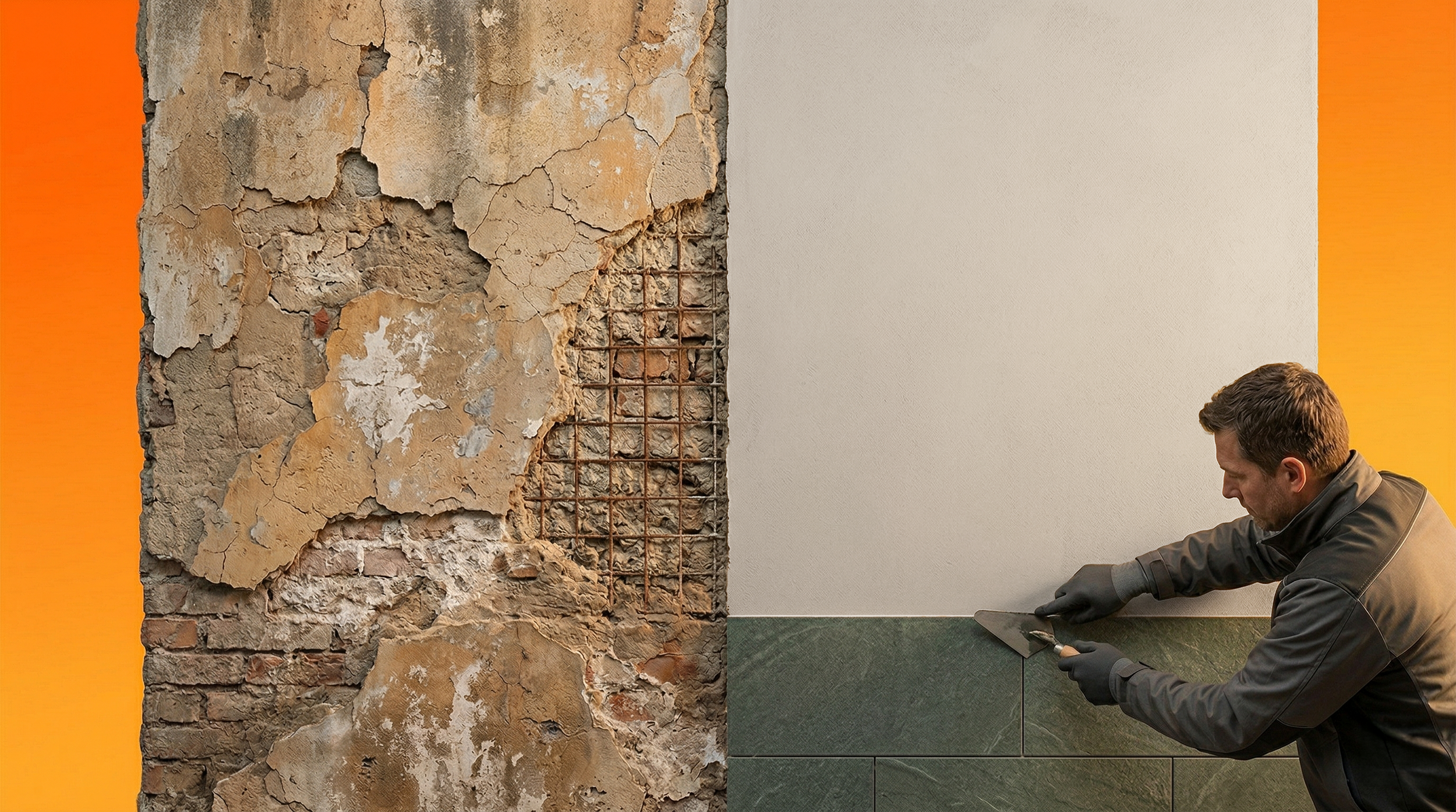 Fasaderehabilitering av skadet murverk og puss i Oslo