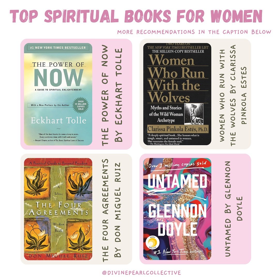Top spiritual books that are particularly empowering and insightful for women:

📚&ldquo;The Power of Now&rdquo; by Eckhart Tolle: Focuses on living in the present moment and achieving inner peace
📚&ldquo;Women Who Run with the Wolves&rdquo; by Clar